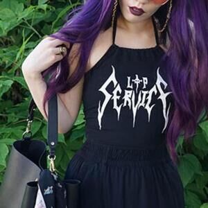 Lip Service Halter Top, Goth Gothic tank tops women shirts size S, like new alt!